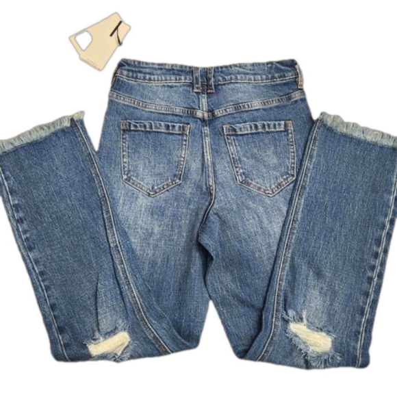 Oat New York raw hem distresses blue Denim jeans size 25 NWT - Picture 1 of 8